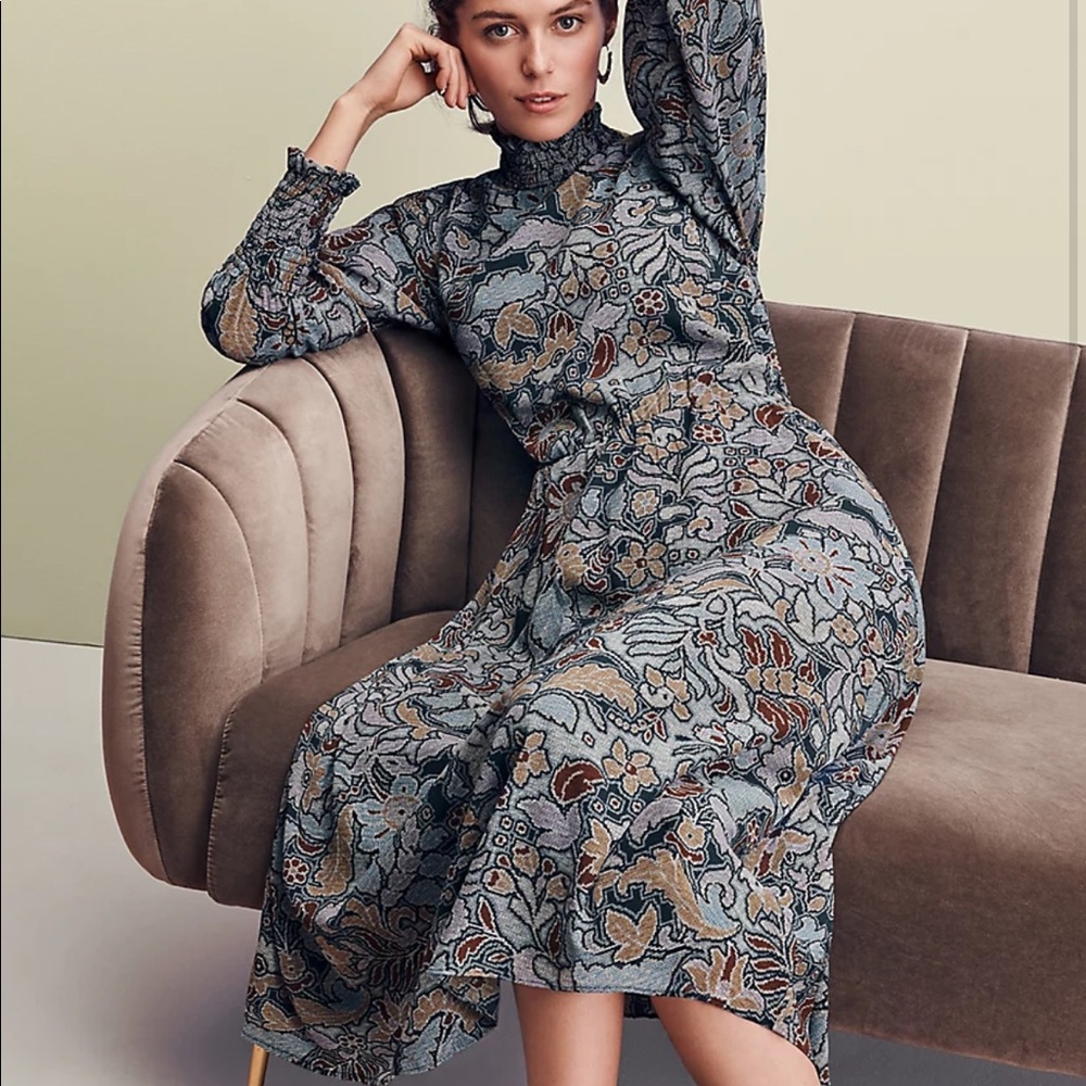 Ann Taylor floral smocked maxi dress NWT